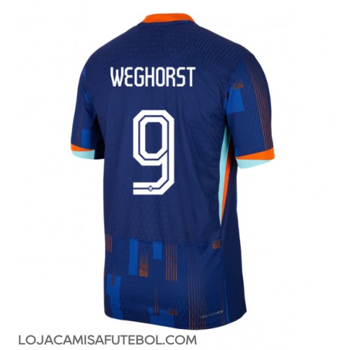 Camisa de Futebol Holanda Wout Weghorst #9 Equipamento Secundário Europeu 2024 Manga Curta